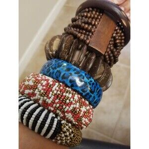 6 pieces African style thick bangles and bracelets